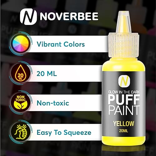 Miniatura 10 de Pintura para tela, 12 colores de pintura soplo, 0.67 onzas, pintura de tela para ropa, bolígrafos 3D, pintura de soplo para manualidades, lienzo,