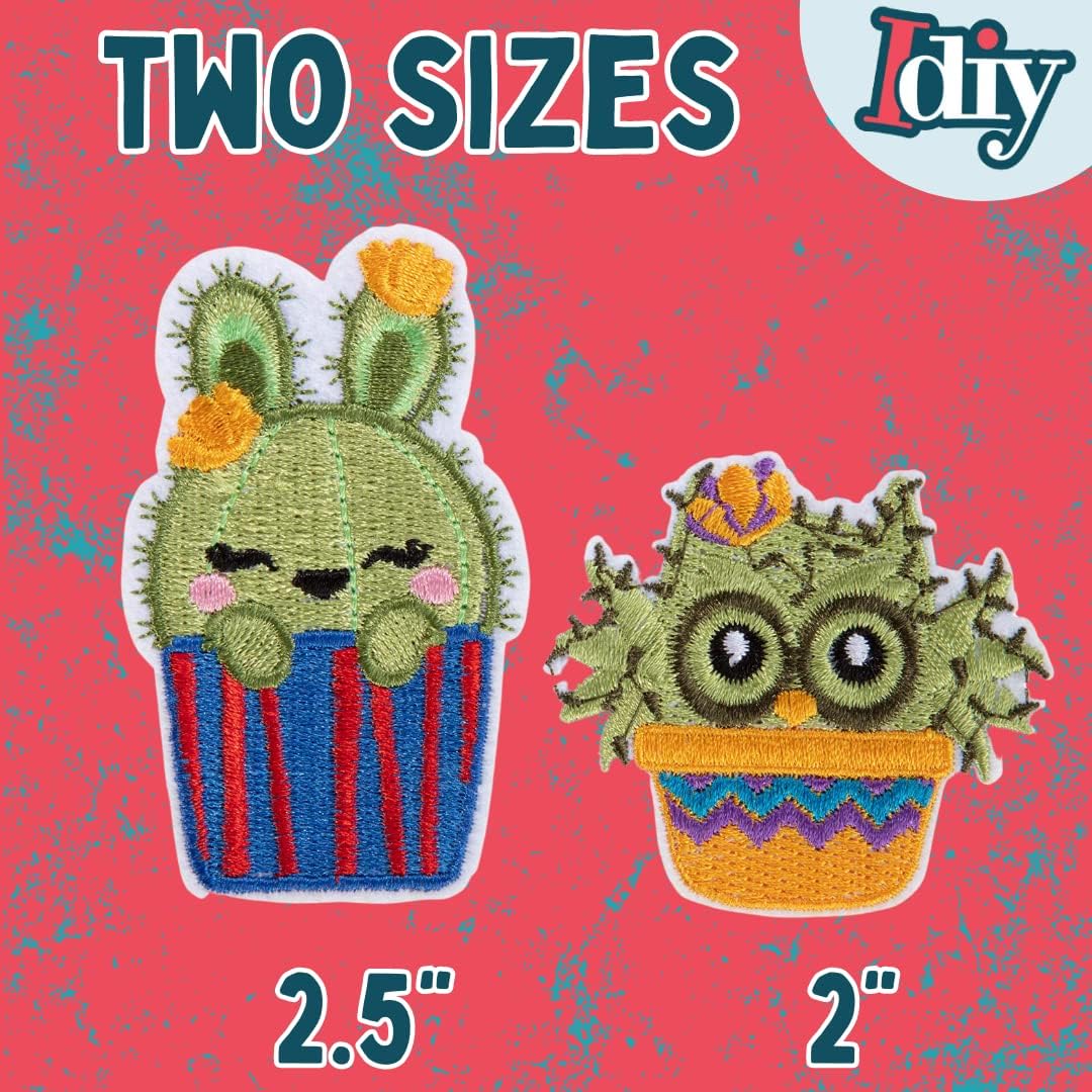 Iron On Patches for Clothes 24 Pack - Kawaii Cactus Animal Fabric Patches 2"–2.5" - Cute Sew On & Iron On Appliques for Jackets, Jeans, Backpacks - DIY Sewing Craft Kit for Kids & Adults image 3