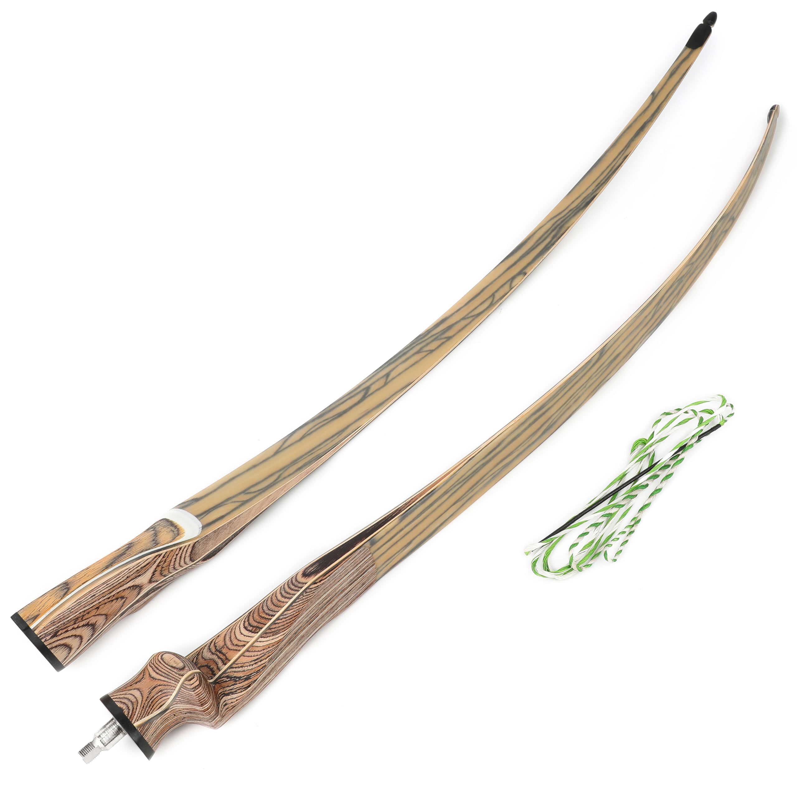 Bogenschießen Takedown Traditioneller Langbogen Recurve Bogen und Pfeile Set, 60“ 62“ 64“ Handgefertigt Abnehmbarer Jagdbogen Dreieck Longbow 20-50lbs Horsebow