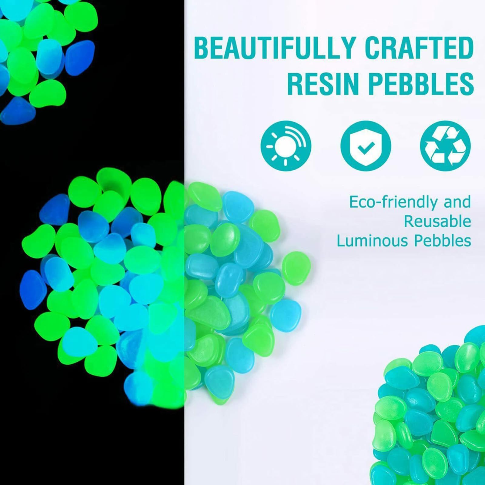 10 000 Mini Pierres Fluorescentes Bleues - 3-5 Mm - Pour Décorer Jardin, Pots, Décoration Nocturne - Luminescentes