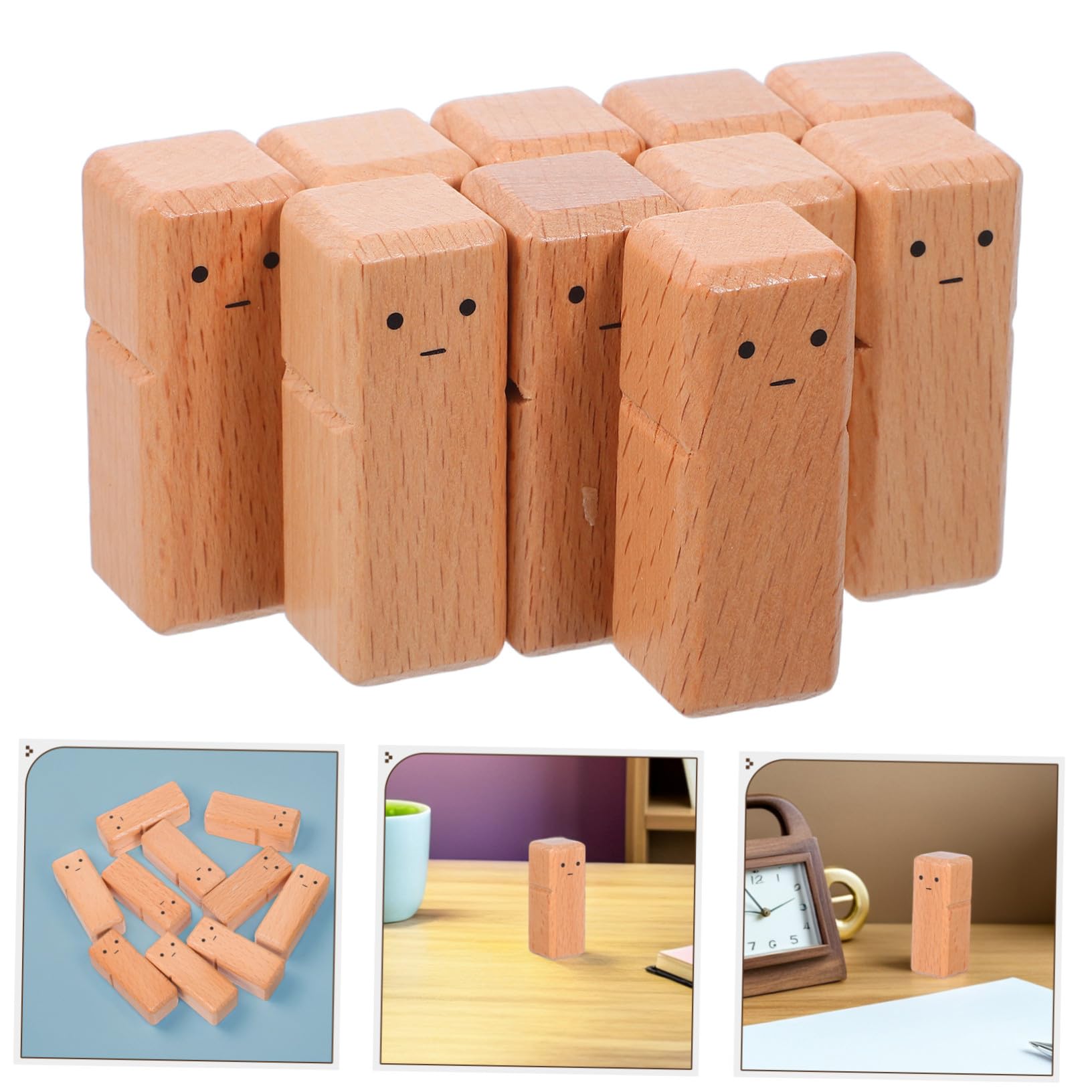 PLAFOPE 10 Piezas Figuras de Madera de Haya sin para Pintar Muñecos de Madera Naturales para Manualidades DIY Juguetes Educativos Montessori