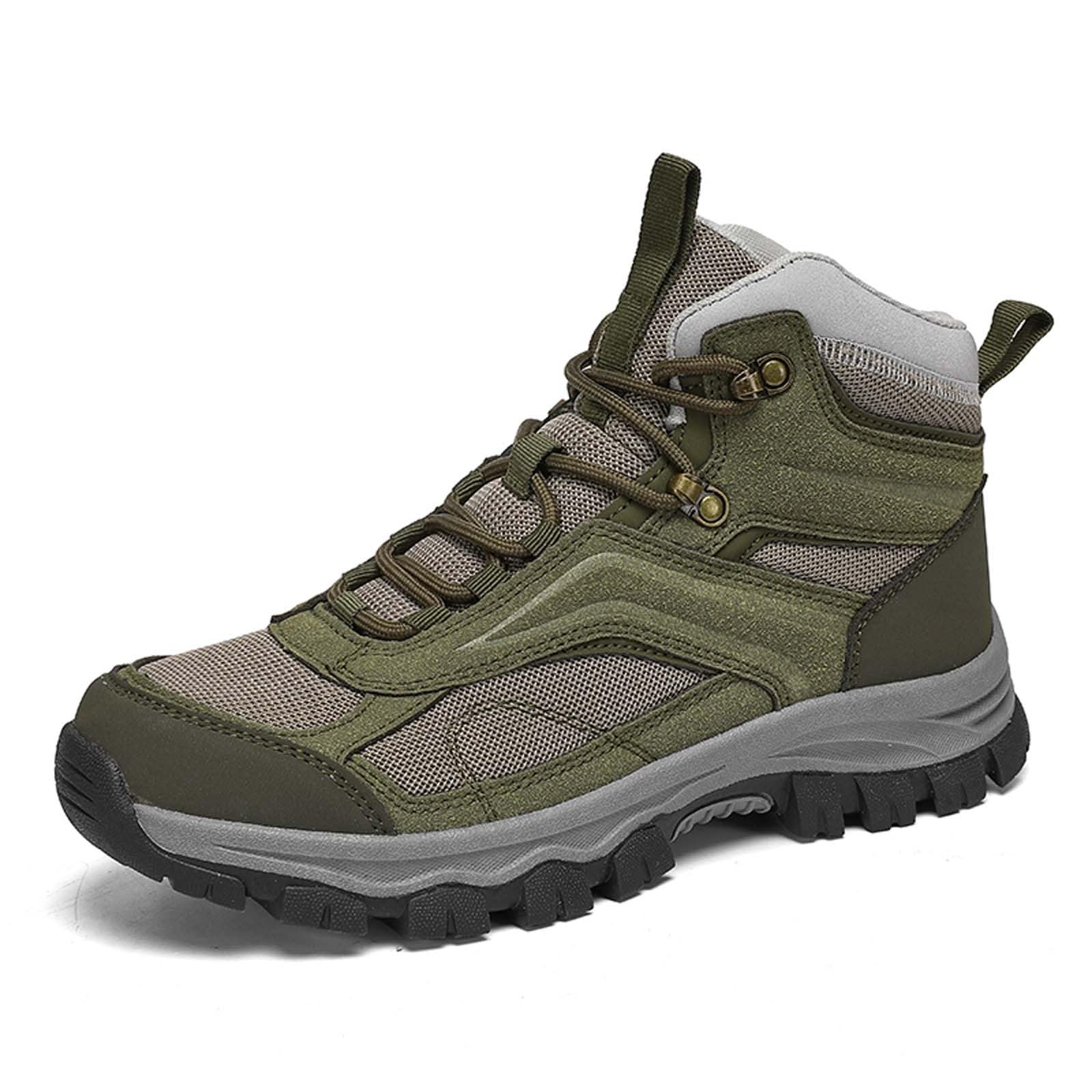 Chaussures de Randonnée Montantes Homme Hautes Protection Cheville Bout Renforcé Maille Respirante Semelle Crantée Antidérapante Trekking Plein Air Vert pour Randonnée Montagne