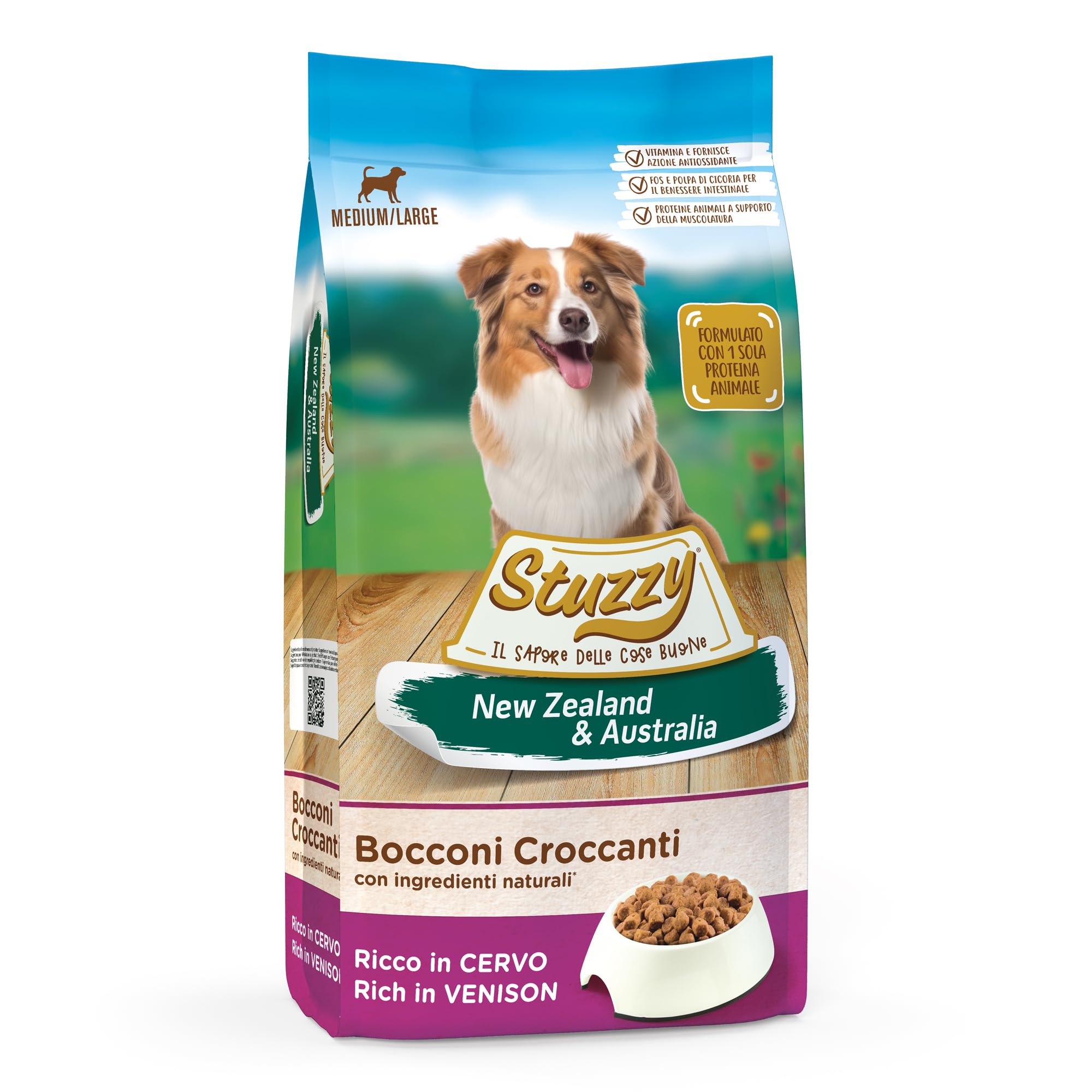 Stuzzy Cibo Secco per Cani Adulti al Gusto Cervo Croccantini New Zealand & Australia 12 Kg