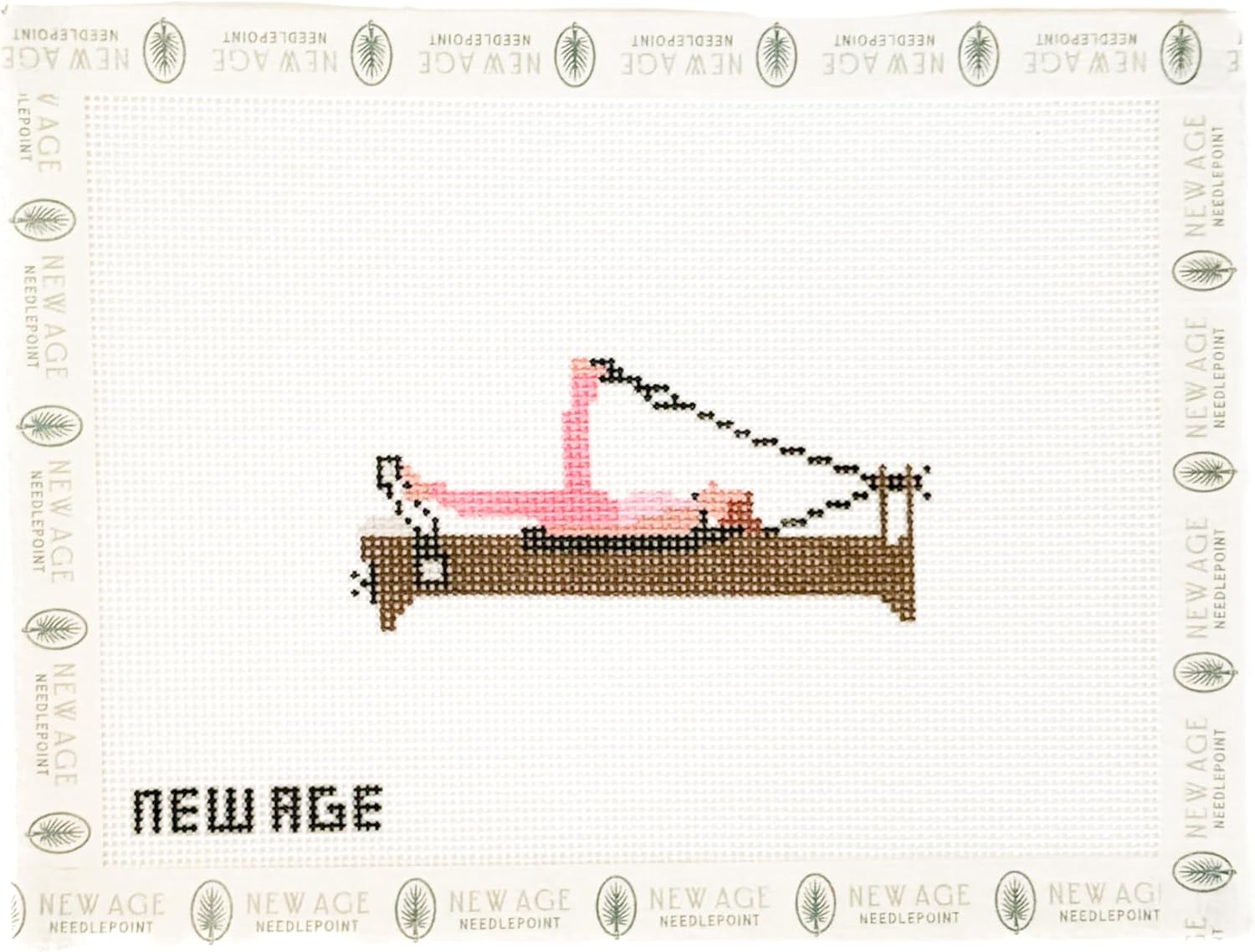 Handpainted Needlepoint Canvas – Girl on Pilates Reformer | 18 Mesh