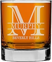Vista 41 de Monograma grabado de cristal de whisky Rocks de 11 onzas (letra J), regalos de bourbon personalizados de la A-Z para hombres, día del padre, vidrio