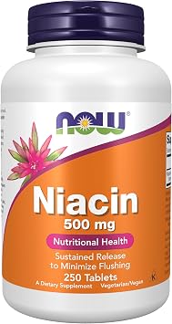 NOW Foods Supplements, Niacin Vitamin B-3 500 mg, Sustained Release, Nutritional Health, 250 Tablets
