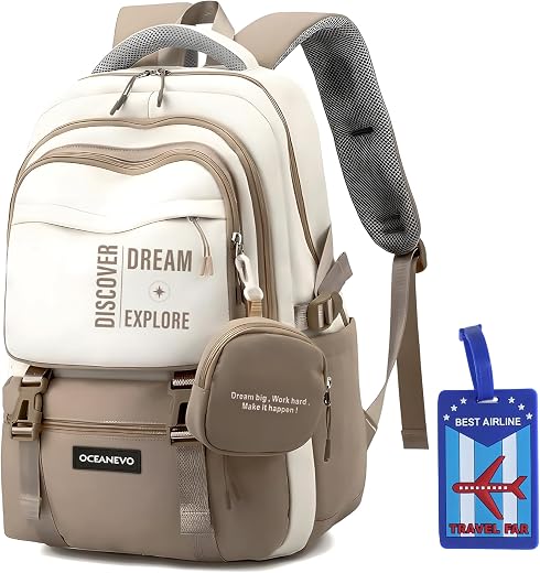 OCEANEVO College Bag for Girls WITH Luggage Tag and Zipper Pouch, School Bag for Girls 12-14 Years, Laptop Bag for Women f...