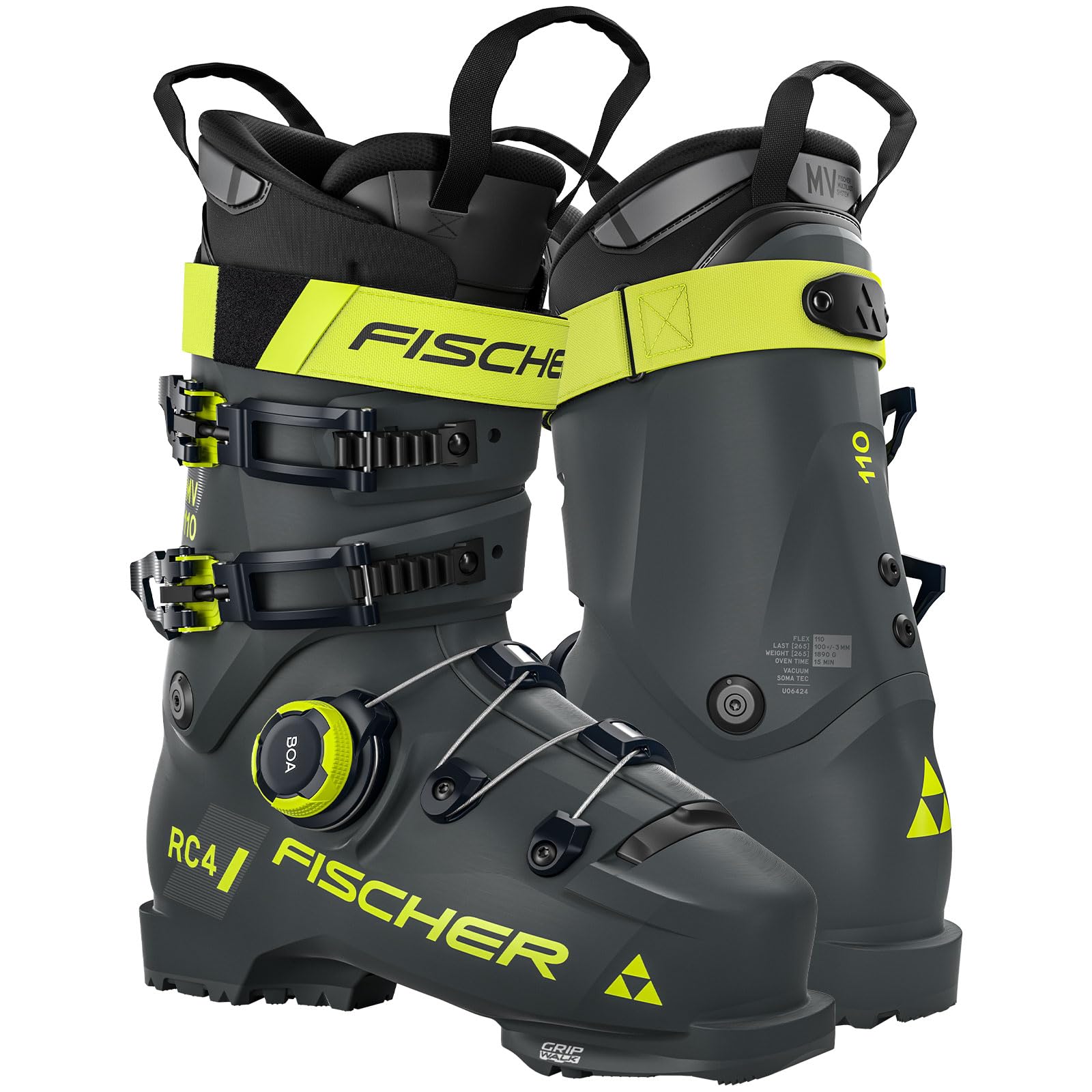 FISCHER Botas de esquí alpino RC4 110 MV BOA para hombre, duraderas, cómodas, de apoyo, ajuste anatómico, para deportes de invierno, para esquí avanzado