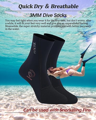 Miniatura 3 de Calcetines de buceo de neopreno, botines de neopreno para hombres y mujeres, calcetines de arena de 0.118 pulgadas para voleibol de playa, ultra