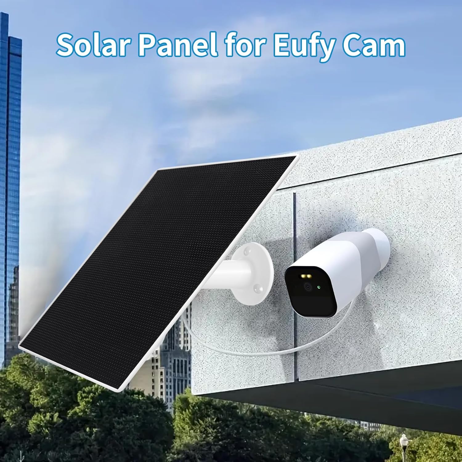 Solar Panel Charger for Eufy Outdoor Camera, Compatible with Eufycam Eufycam 3/3C/2C/2C Pro/E40/E20/2/2 Pro/E/L20/L40/Solo/SoloCam Spotlight, 5V6W Fast Charging (2Pack)