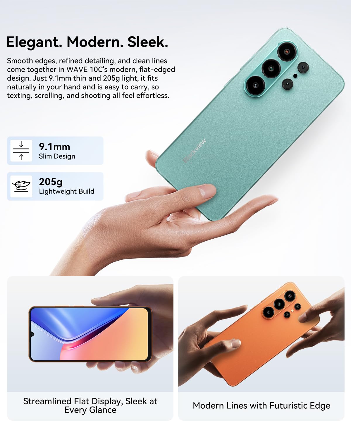 Blackview Wave 10C Smartphone 4G IA Débloqué, 6,88" HD+ Écran, 16Go+128Go(2TB Externe), 3 Assistants IA Intelligents, 32MP+13MP, 3 Emplacement Carte, Android 16 Double SIM Téléphone GPS, Orange