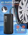 Gonfleur de pneus Portable Air Compresseur, 150PSI Air Pompe pour pneus de voiture, Pompe de pneus sans fil à fermeture automatique avec jauge de pression numérique pour voitures, vélos, motos, boules (noir, avec sac)