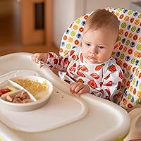 Vista 7 de Juego de baberos de manga larga de 3 piezas, baberos impermeables para bebés con bolsillo, babero para niños pequeños con mangas, bata resistente a