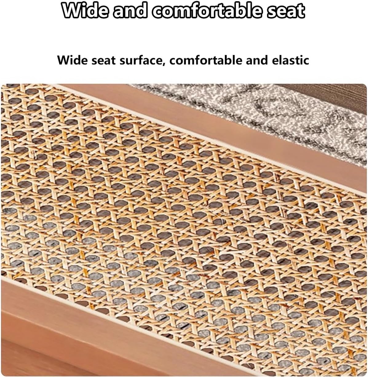 Solid Hardwood Legs, Modern Wicker Rattan Dining Bench, Farmhouse Indoor Kitchen Table Benches, with Armless Design and Short Height, for Living Room, Hallway, Bedroom, Bathroom.(Brown)