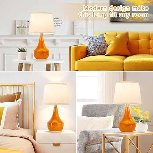 Miniatura 10 de GyroVu Juego de 2 lámparas de mesa de cerámica de 18.63 pulgadas, lámpara clásica para mesita de noche, lámpara moderna para sala de estar,