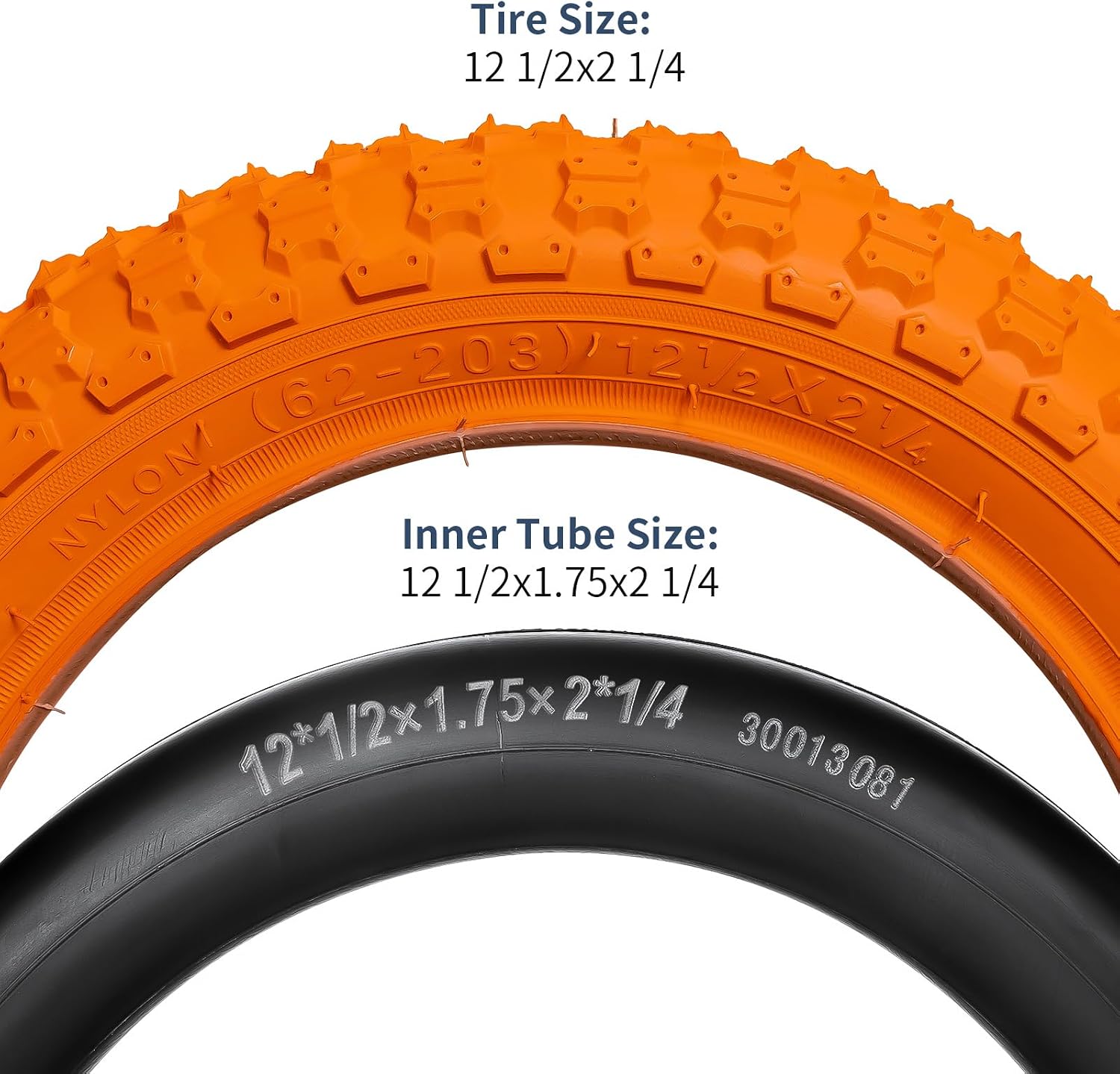 YUNSCM 2-PCS 12.5" Kid Bike Tires 12 ½ X 2 ¼ (62-203) and 12/12.5" Bike Tubes Schrader Valve Compatible with Mountain Bike 12.5 x 2.25 12 1/2 x2 1/4 Bike Tires and Tubes