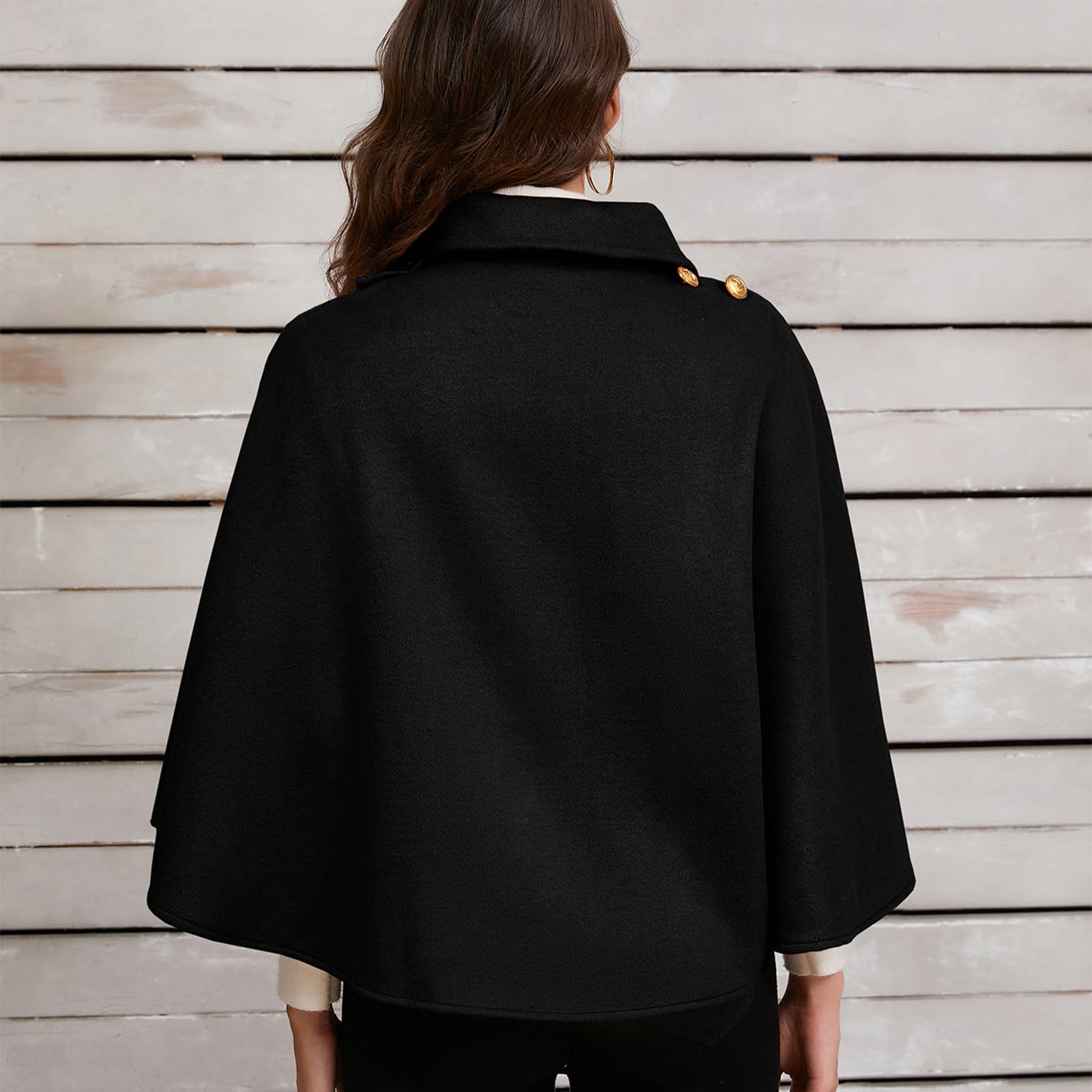Poncho Mantella,Mantella Scialle con Collo a Risvolto in Finta Lana Corta Mantello Coprispalle Incrociato Maglione Anteriore Avvolgente Poncho Elegante Tinta Unita per Donna