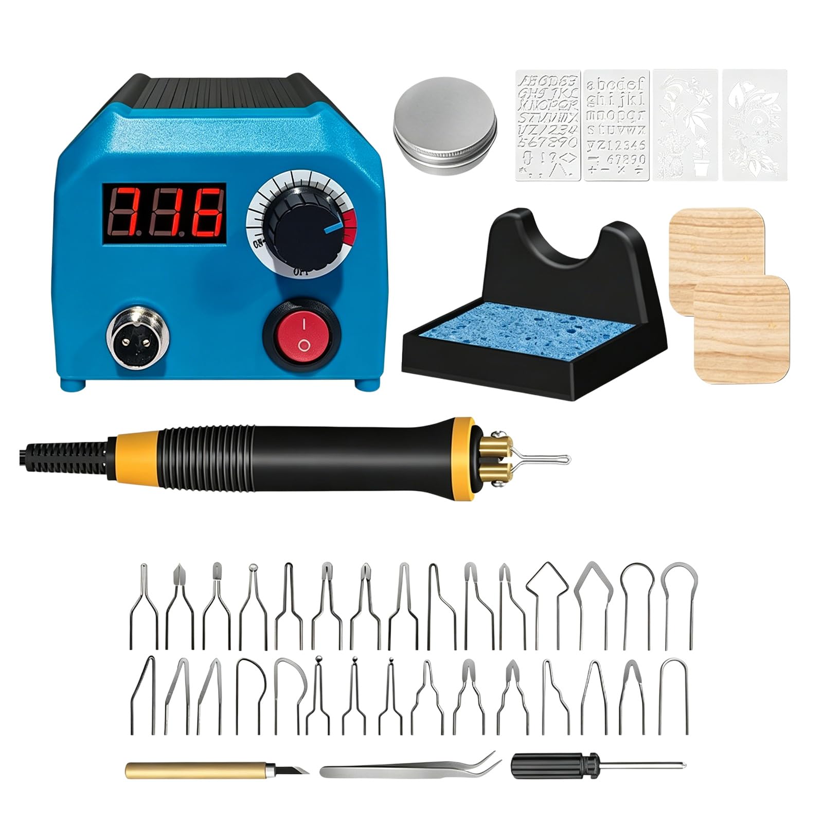 Juego de pirograbado, juego de quemadores de madera, temperatura mejorada, máquina de combustión de madera, 30 puntas de alambre, juego de quemadores de madera mejorado, estación para manualidades y