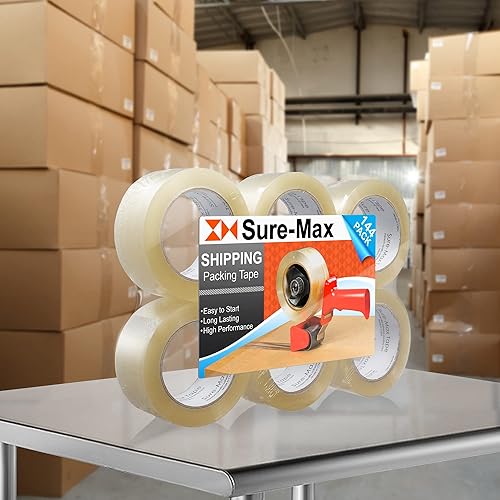 Miniatura 6 de Sure-Max - Cinta de embalaje de cartón (6.6 ft, 360.9 ft), transparente