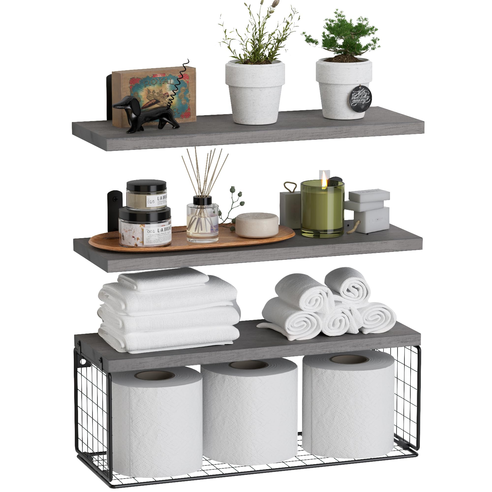 WOPITUES  - Floating Bathroom Wall Shelves 