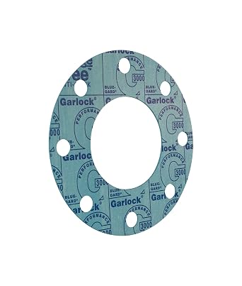 Garlock 37706-4104 Blue Aramid Fiber/Nitrile Binder Style 3000 Full Face Gasket, 9" Length, 9" Width, 0.063" Thick, 4" Nominal Pipe Size, 150# Flange Class
