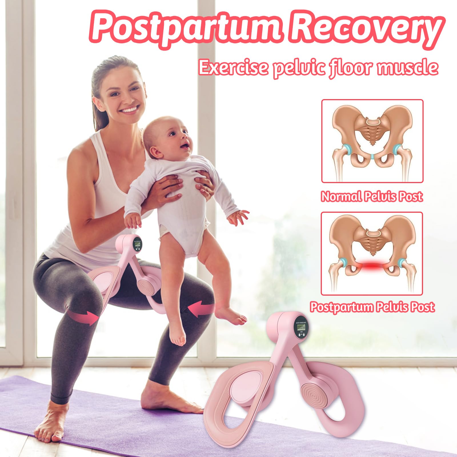 Hip Trainer - Appareil Musculation Fessiers Et Plancher Pelvien, Résistance Réglable, Compteur Intégré, Sangles Incluses