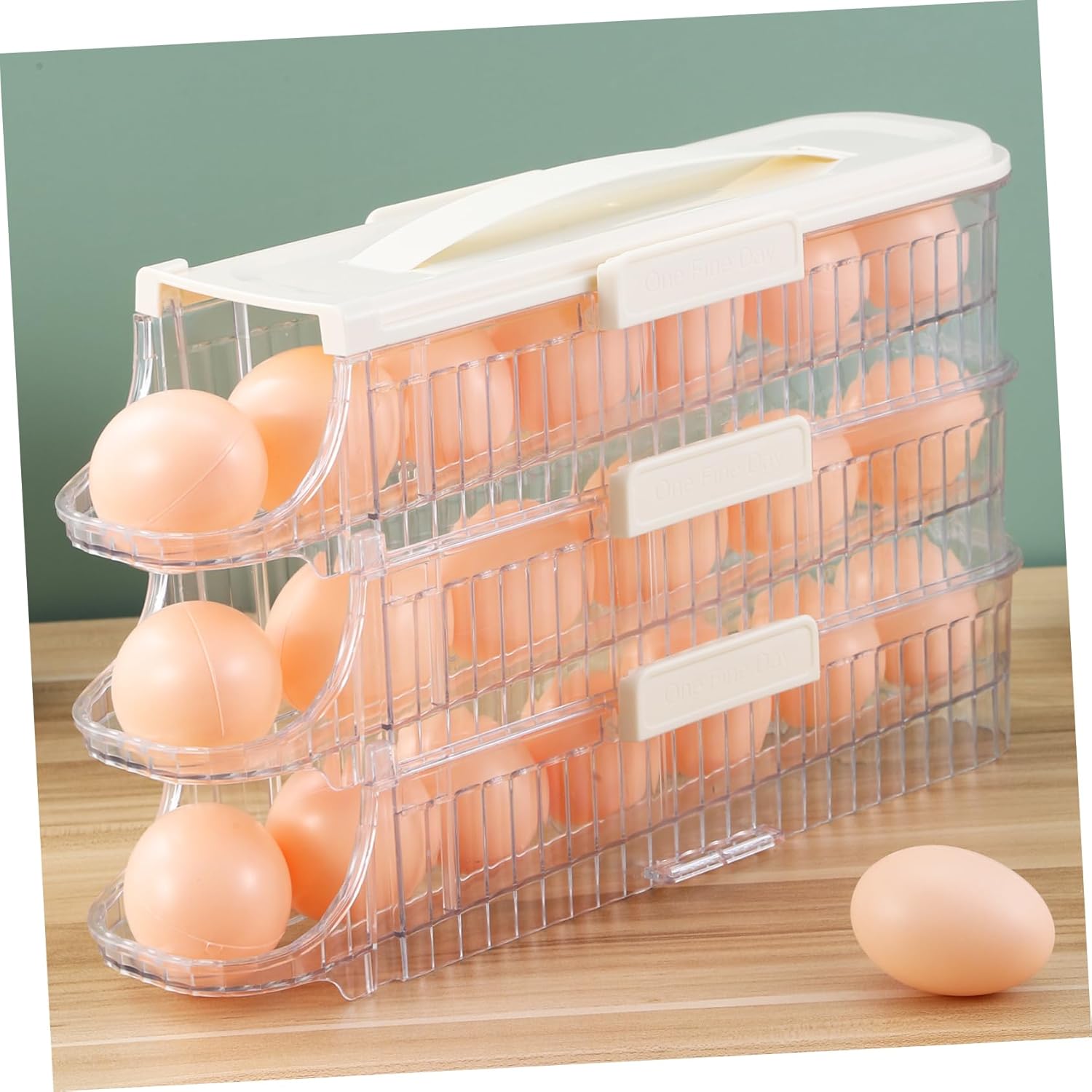 Holder Triple Layers Rolling Organizer for Fridge Creamy Refrigerator Door Bin Date Scale Capacity Easy for Kitchen