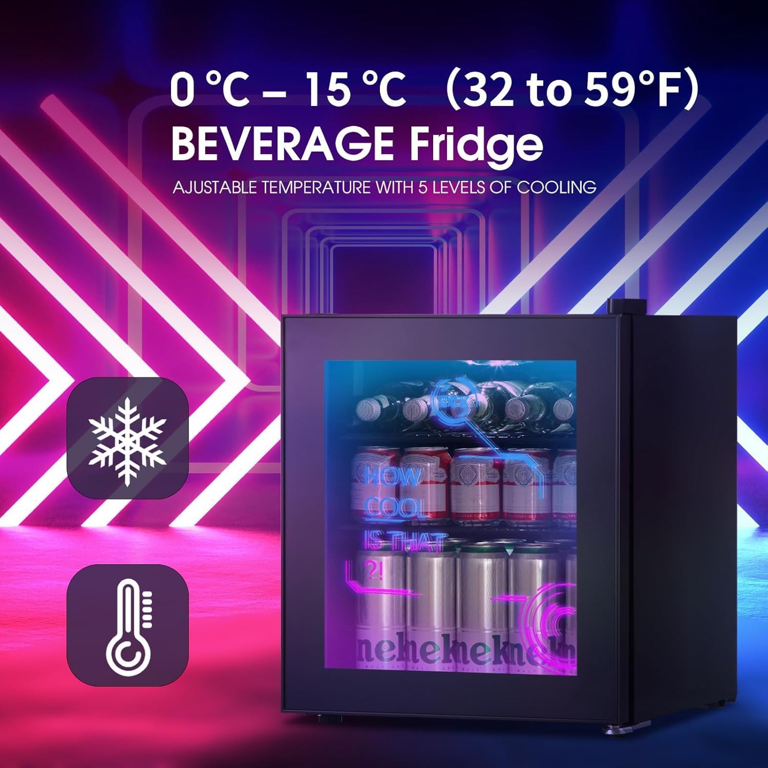 HCK 48L Mini Fridge temperature control range