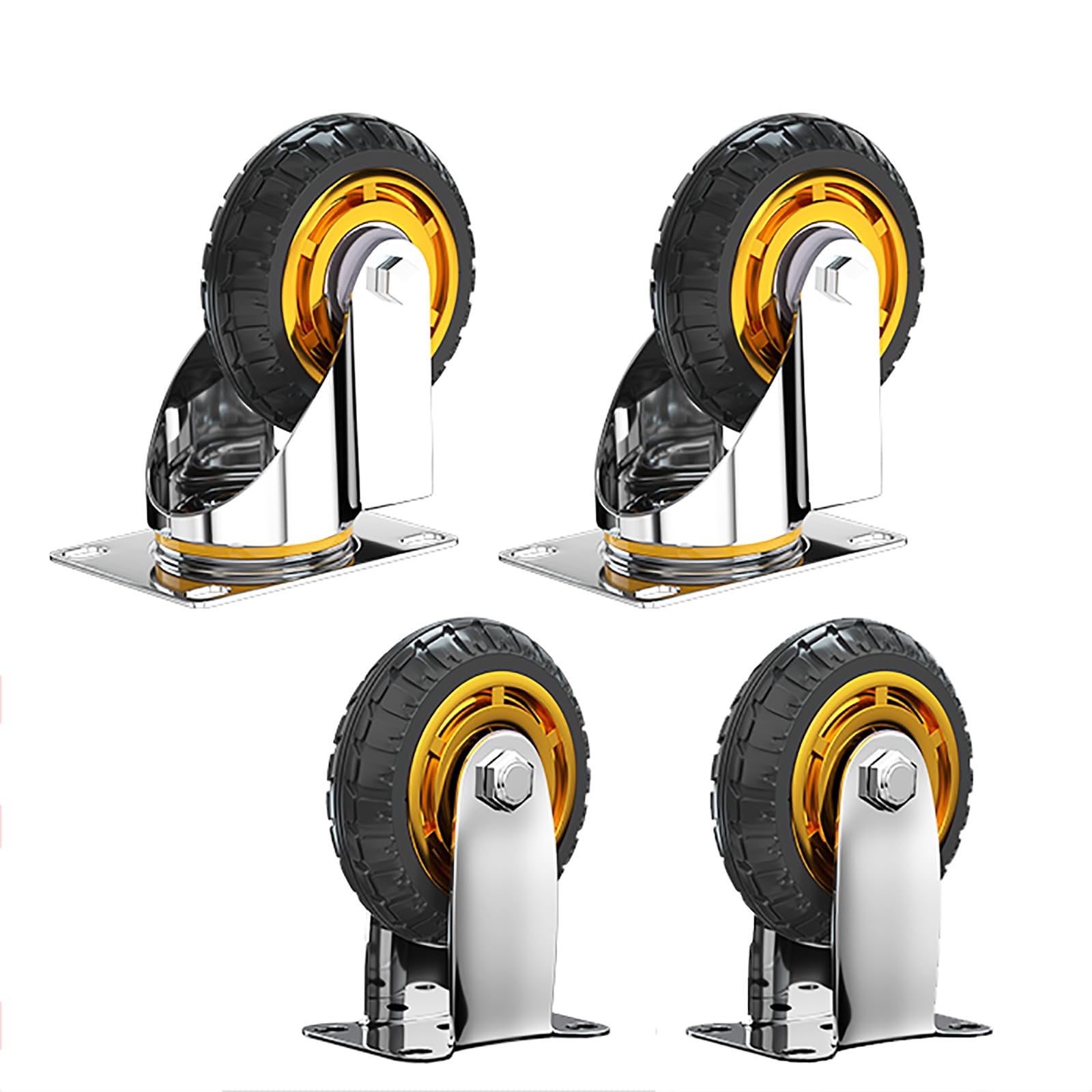 GYEQXKT Heavy Duty 3 & 5 Inch Rubber Swivel Casters -Trolley Furniture Casters 75mm Black Industrial Wheels (2 Fixed & 2 Universal) for Easy Mobility