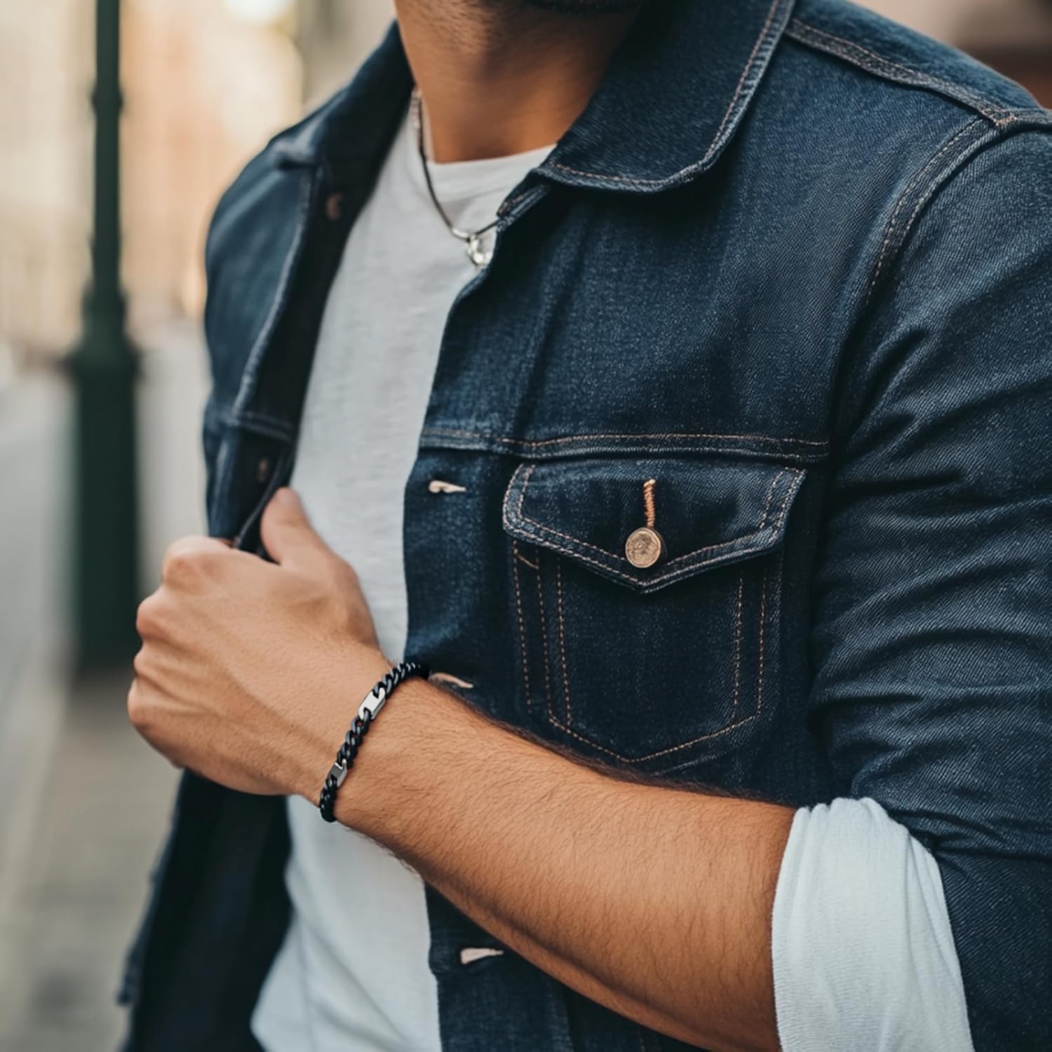 Mens Cuban Chain Link Bracelet - Stainless Steel Cuban Bracelets for Men - Men's Chains Wrist Jewelry Waterproof - Non Tarnish Metal Miami Bracelet - Mens Trendy Simple Thick Durable Link Bracelets Black & Gold 8.5 inch - Image 4