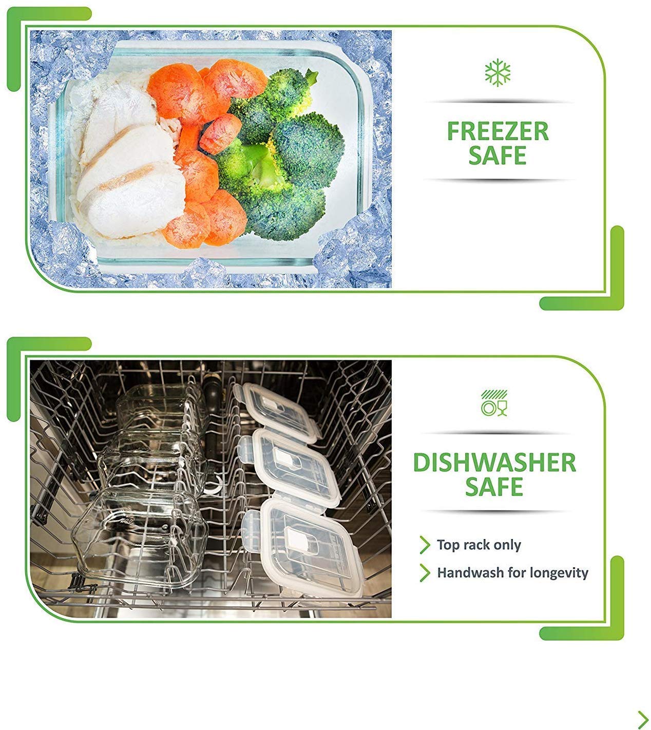 Glass Food Containers With Lids (5 Pack 850 ml) Airtight Glass Meal