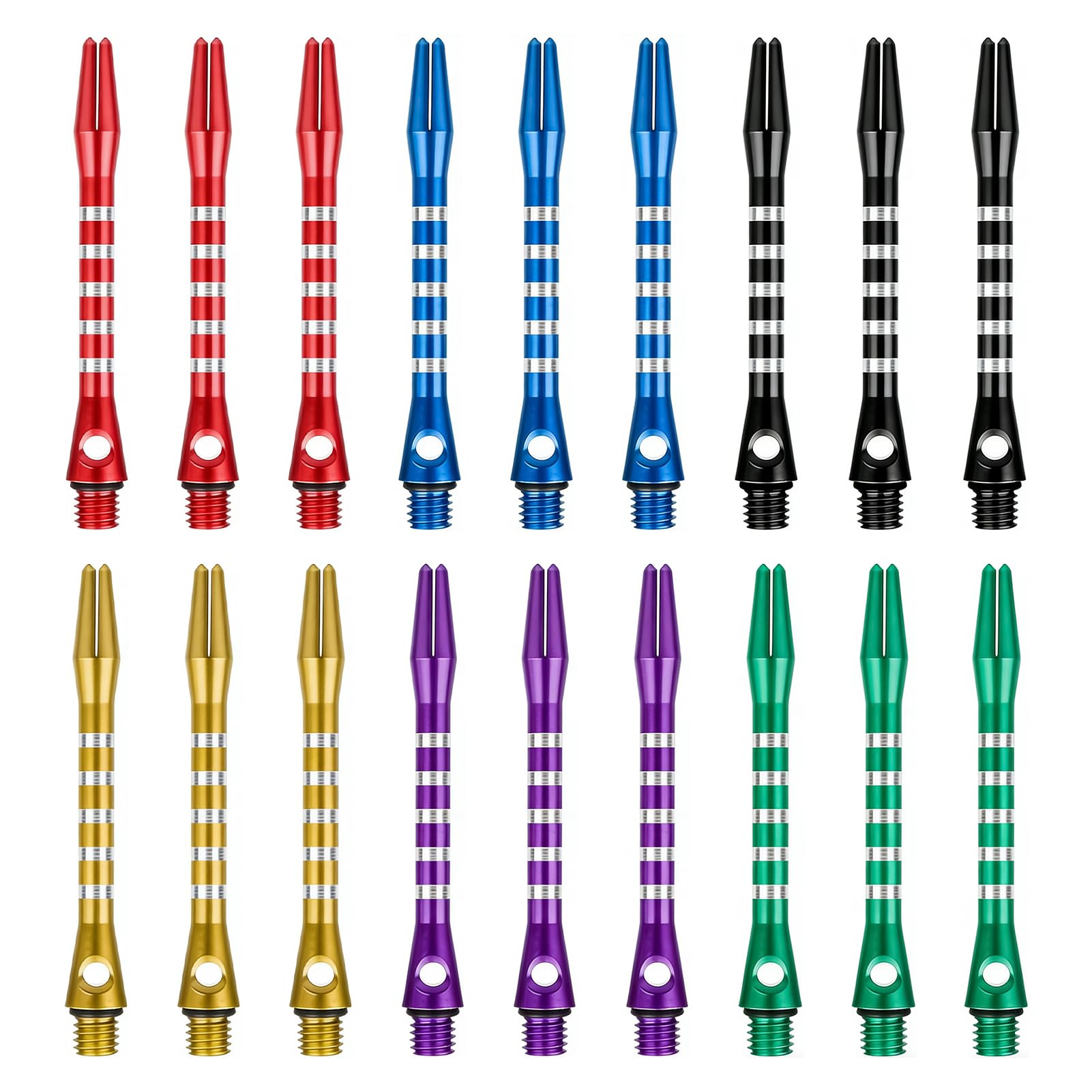 18 Pcs Aluminium Dart Stems 53mm, Metal Dart Shafts, 2BA Threaded Dart Stems, Replacement Shafts for Steel Tip and Soft Tip Darts, Anti-Bend Design with Multi Colours for Professional Casual Players