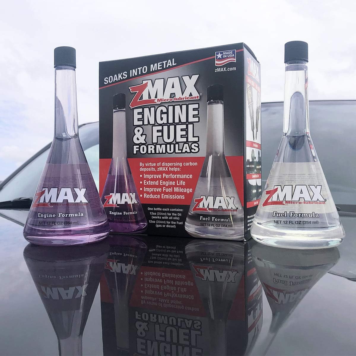zMAX 58-011 - Engine & Fuel Formula Kit - Easy to Use - Reduces Carbon Build-Up & Lubricates Metal Extending Life of Car or Truck - Runs Efficiently, Improving Gas or Diesel Mileage - 12 oz. - 2 Pack
