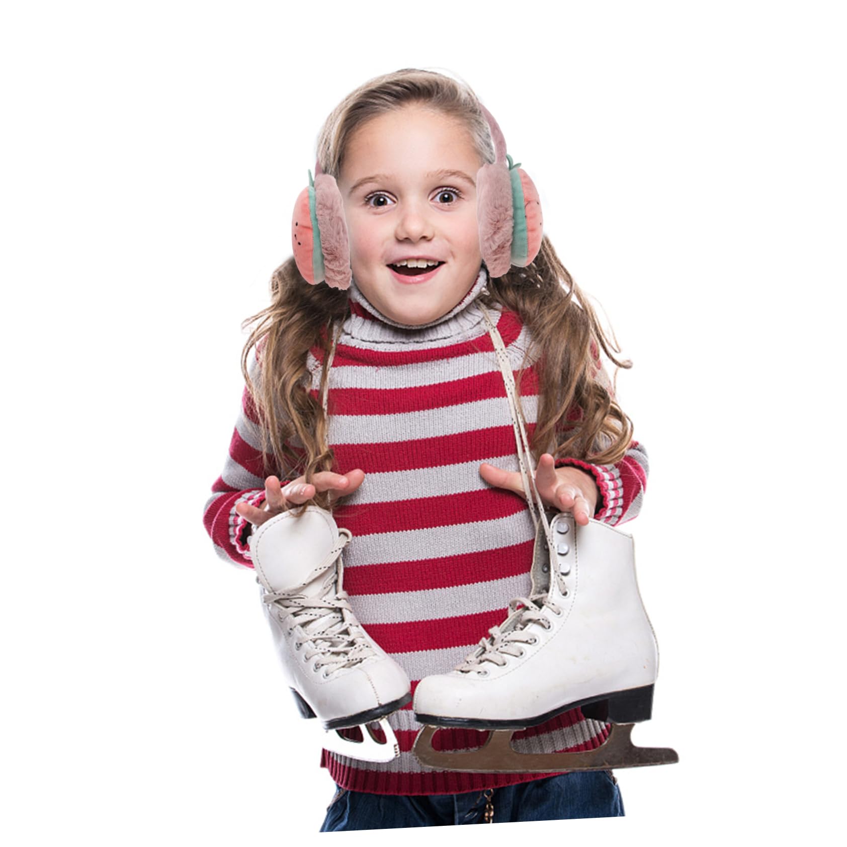 LIFKOME 3pezzi Earmuffs Invernali Per Ragazzo Ragazza Peluche Copriorecchie Caldi e Morbidi Per Giornate Fredde Design Creativo e Anguria
