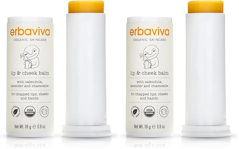 Bálsamo orgânico para lábios e bochechas erbaviva com manteiga de karité e calêndula, Pacote com 2