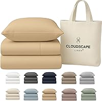 Vista 41 de Cloud Scape Linen - Juego de sábanas de 100% algodón egipcio, tamaño individual, juego de ropa de cama de lujo de 3 piezas, 400 hilos, calidad