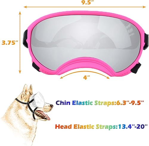 Miniatura 3 de Gafas de sol grandes para perros con correa ajustable, protección UV, gafas de sol para perros y cachorros, adecuados para perros medianos,