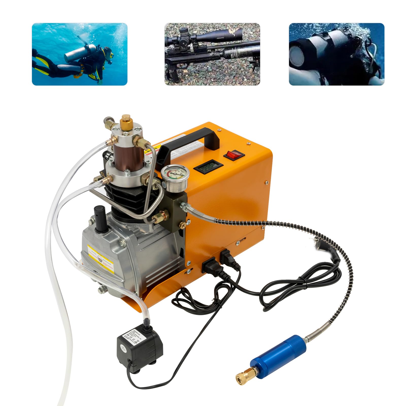 Sprężarka wysokociśnieniowa 1800 W | przenośna wysokociśnieniowa pompa powietrza M10 i elektryczna sprężarka powietrza PCP do 100 l | 2800 obr./min 75 dB | do pistoletu do paintballu, butli do