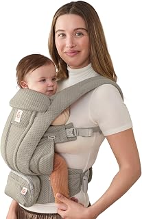 Ergobaby Omni Deluxe Baby Carrier for Newborn to Toddlers 0-48 Months | 4-Position Breathable Mesh Baby Carrier with Ergonomic Support, Storage Pockets, and Sun Hood, Fits 7-45 lbs, Soft Olive
