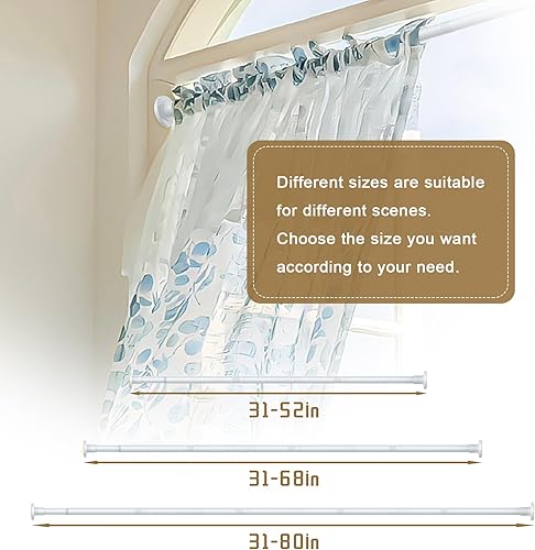 Vista 5 de Barras de cortina de ducha plateadas, barras de ducha con tensión de resorte de 31 a 80 pulgadas para baño, ajustables, sin perforaciones, sin Plata
