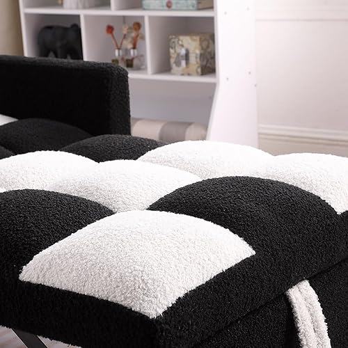 Vista 67 de Silla de cama convertible multifuncional, tela de peluche, ajustable, sofá cama extraíble individual con lumbar, para estudio, dormitorio