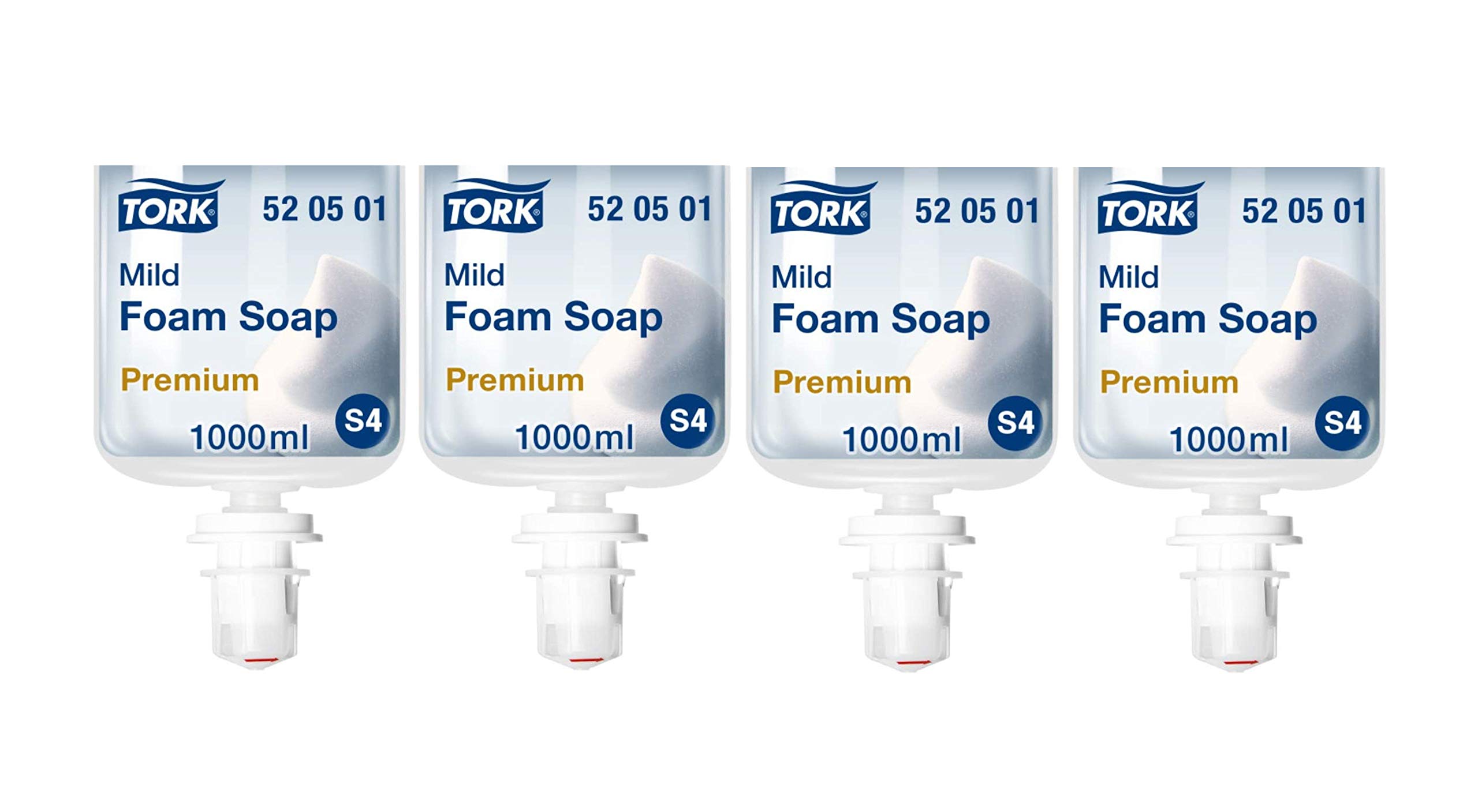 Tork 520501 milde Schaumseife Premium für Tork S4 Seifenspendersysteme/Weiße, sanfte Handseife für weiche und hygienisch gepflegte Hände / 1 x 1000ml (4000 ml)