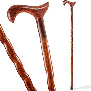 Brazos Handcrafted Wood Walking Cane, Twisted Cocobolo, Derby Style Handle, for Men & Women, Made in the USA, 37"