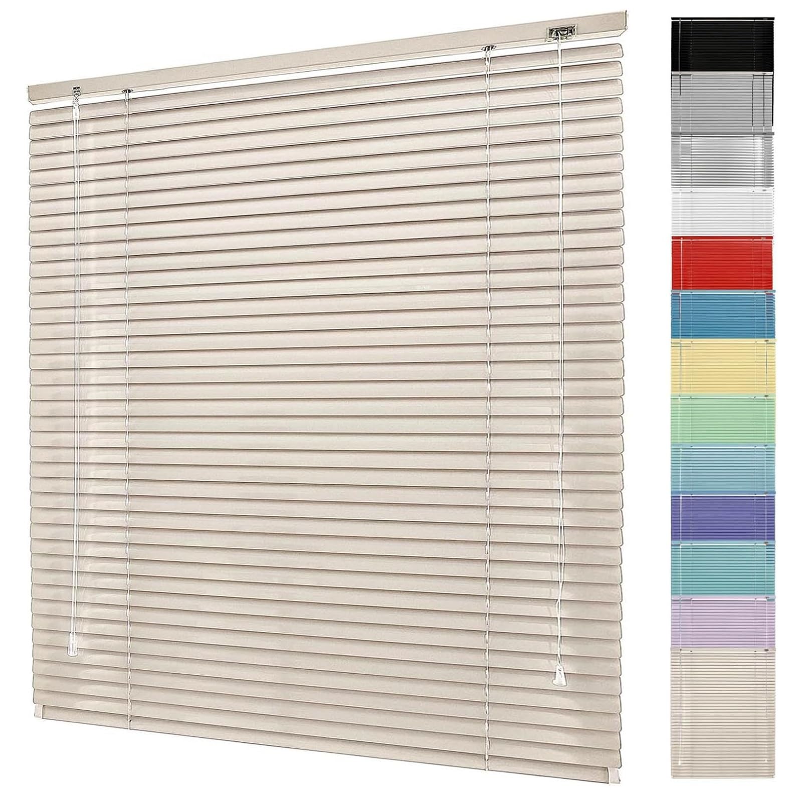 Aluminum Mini Blinds, 1 Inch Slats No-Drill Venetian Window Shades — image 1