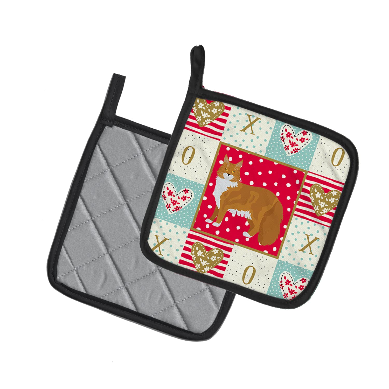 Caroline's Treasures Carolines Treasures CK5642PTHD Maine Coon #1 Cat Love, 1 Paar Topflappen, Stoff, Mehrfarbig, 7.5HX7.5W