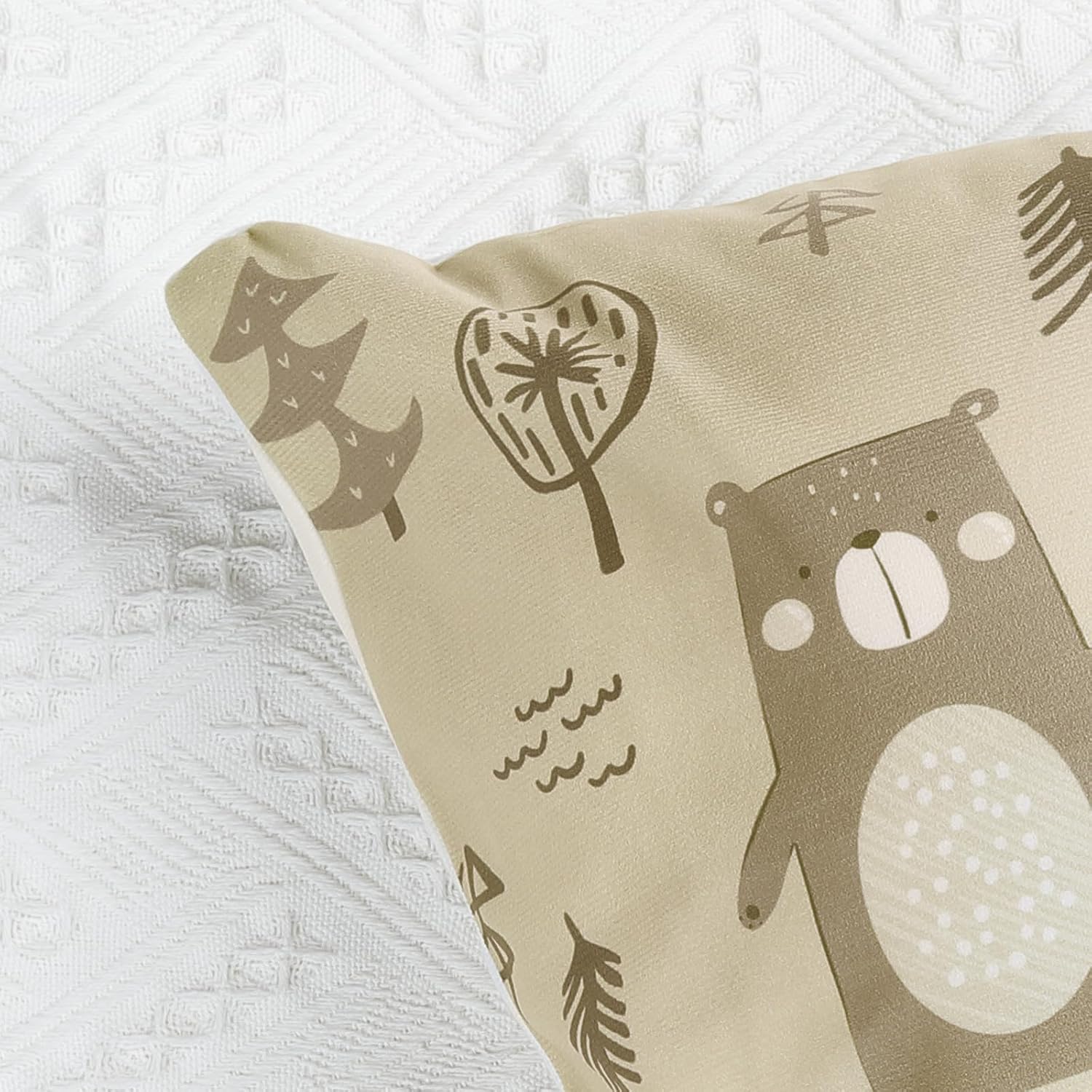Bonhause Cartoon Animals Throw Pillow Covers 18 x 18 Inch Cute Bear Elk Tree Mountain Decorative Polyester Linen Cushion Cases for Girls Boys Kids Bedroom Nursery Decor Set of 4 image 4
