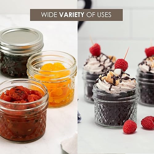 Miniatura 5 de Frascos de mermelada de cristal de 113 g con tapas y bandas Ball - Juego de 12 - 2 packs (en total 24 frascos), 2 - unidades, Transparente