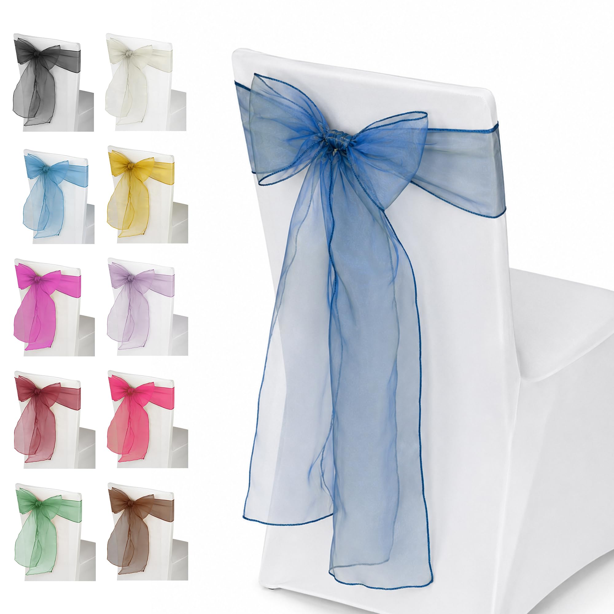 Trimming Shop Organza Chair Sashes - Hunter Green - Sheer Sash Ties, 17x280cm Wider Sash Fuller Bow Chair Cover Sashes for Wedding Chairs, Proms, Dining Table Styling & Event Decorations, 50pcs