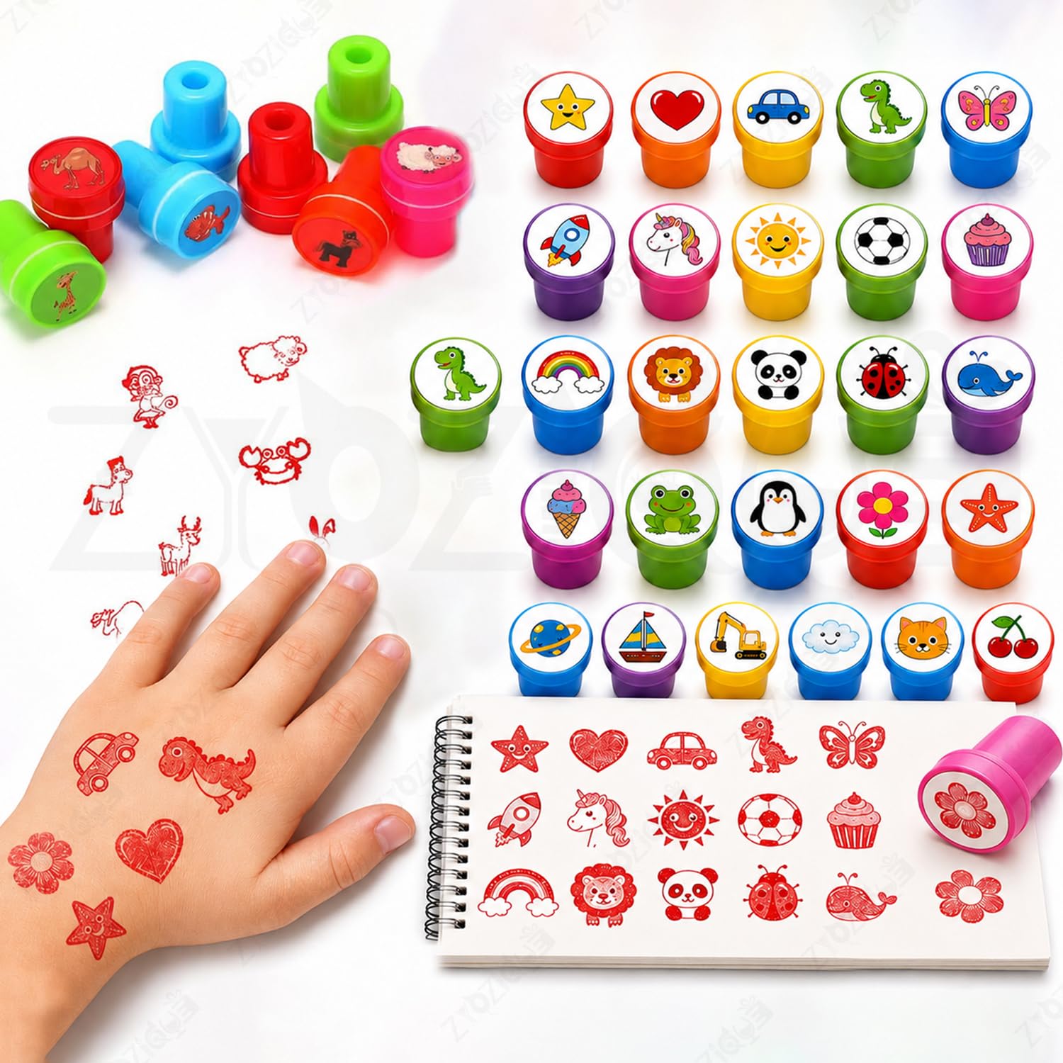 Zyozique® Kids Stamp Set for Children – 30 Pcs Self-Inking Assorted Cartoon Stamps, Educational Craft Stamp Kit for Boys & Girls, Stamps for Kids Return Gift, School Rewards & Creative Art Activities-image-16