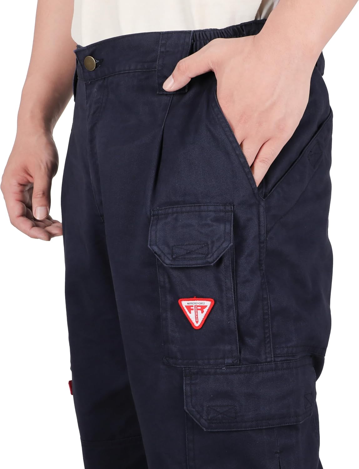 TICOMELA FR Pants for Men Flame Resistant Cargo Pants Lightweight 100% Cotton NFPA2112 7.5oz Elastic Waist Pants - Image 7